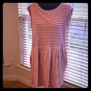By Together Collection Dress Taupe and Red stripes